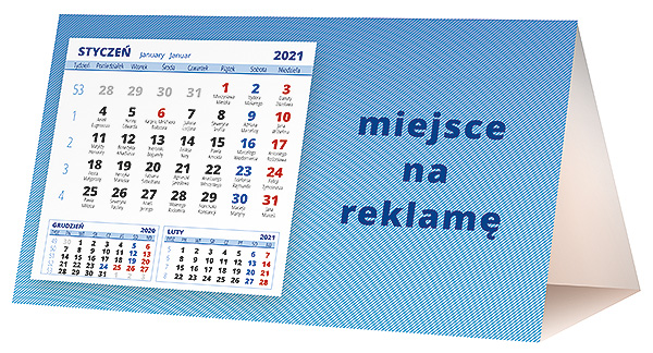Kalendarz biurkowy, wzór KP2-032 – Tył piramidki – blok kalendarzowy i pole na Twoją reklamę