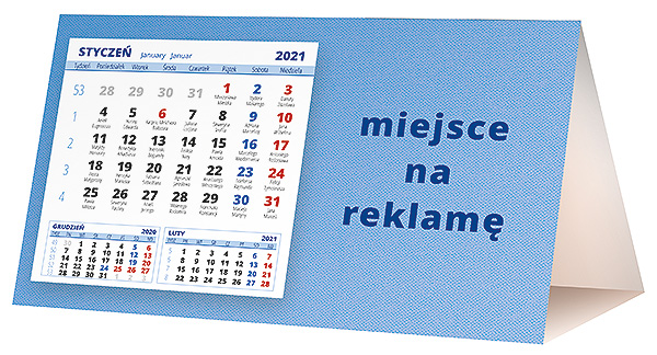 Kalendarz biurkowy, wzór KP2-035 – Tył piramidki – blok kalendarzowy i pole na Twoją reklamę