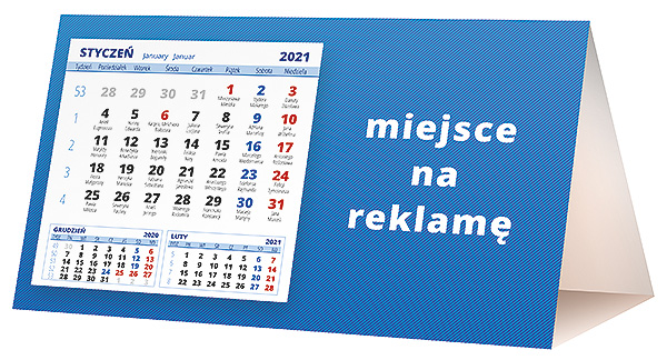 Kalendarz biurkowy, wzór KP2-039 – Tył piramidki – blok kalendarzowy i pole na Twoją reklamę
