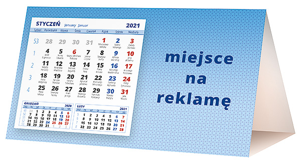 Kalendarz biurkowy, wzór KP2-042 – Tył piramidki – blok kalendarzowy i pole na Twoją reklamę