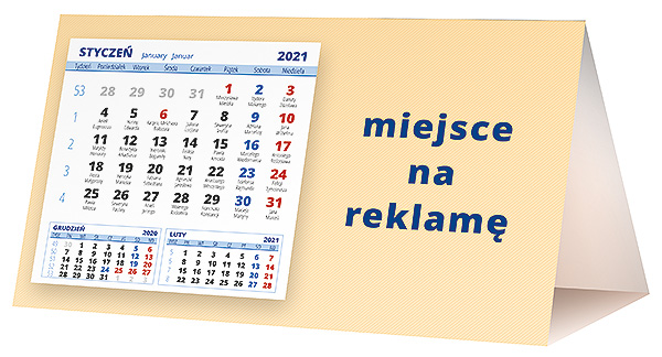 Kalendarz biurkowy, wzór KP2-045 – Tył piramidki – blok kalendarzowy i pole na Twoją reklamę