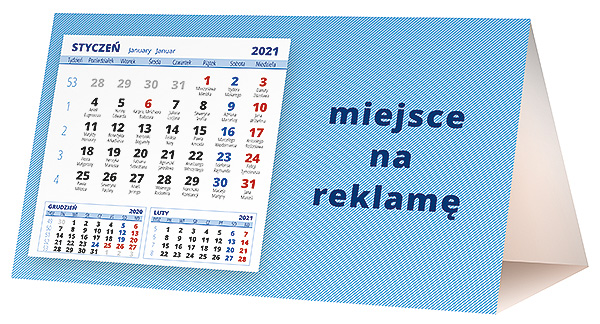 Kalendarz biurkowy, wzór KP2-046 – Tył piramidki – blok kalendarzowy i pole na Twoją reklamę