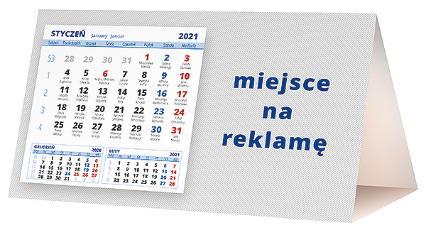 Kalendarz biurkowy, wzór KP2-050 – Tył piramidki – blok kalendarzowy i pole na Twoją reklamę