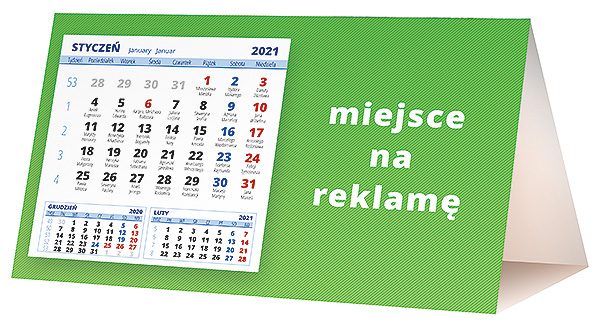 Kalendarz biurkowy, wzór KP2-054 – Tył piramidki – blok kalendarzowy i pole na Twoją reklamę