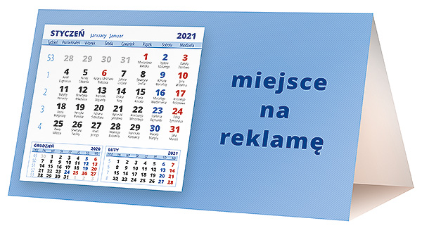 Kalendarz biurkowy, wzór KP2-062 – Tył piramidki – blok kalendarzowy i pole na Twoją reklamę