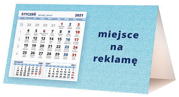 Kalendarz biurkowy, wzór KP2-065 – Tył piramidki – blok kalendarzowy i pole na Twoją reklamę