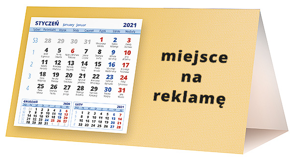 Kalendarz biurkowy, wzór KP2-069 – Tył piramidki – blok kalendarzowy i pole na Twoją reklamę