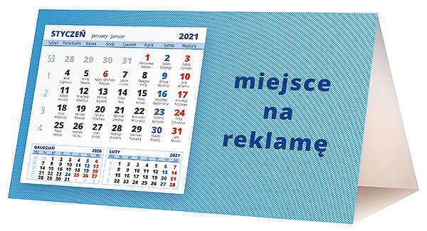 Kalendarz biurkowy, wzór KP2-076 – Tył piramidki – blok kalendarzowy i pole na Twoją reklamę
