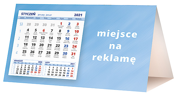 Kalendarz biurkowy, wzór KP2-083 – Tył piramidki – blok kalendarzowy i pole na Twoją reklamę