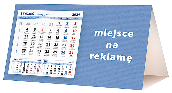 Kalendarz biurkowy, wzór KP2-085 – Tył piramidki – blok kalendarzowy i pole na Twoją reklamę
