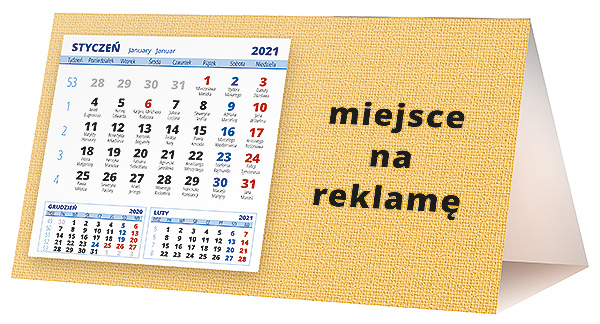 Kalendarz biurkowy, wzór KP2-089 – Tył piramidki – blok kalendarzowy i pole na Twoją reklamę