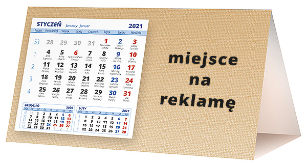 Kalendarz biurkowy, wzór KP2-091 – Tył piramidki – blok kalendarzowy i pole na Twoją reklamę