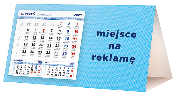 Kalendarz biurkowy, wzór KP2-092 – Tył piramidki – blok kalendarzowy i pole na Twoją reklamę