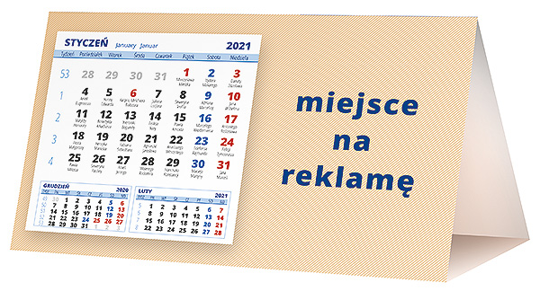 Kalendarz biurkowy, wzór KP2-093 – Tył piramidki – blok kalendarzowy i pole na Twoją reklamę