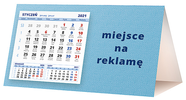 Kalendarz biurkowy, wzór KP2-094 – Tył piramidki – blok kalendarzowy i pole na Twoją reklamę