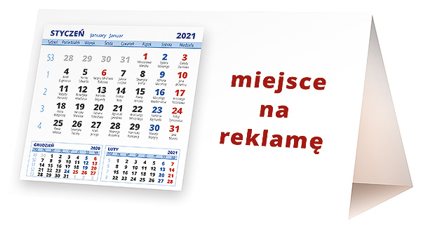 Kalendarz biurkowy, wzór KP2-096 – Tył piramidki – blok kalendarzowy i pole na Twoją reklamę