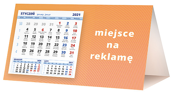 Kalendarz biurkowy, wzór KP2-097 – Tył piramidki – blok kalendarzowy i pole na Twoją reklamę