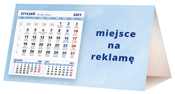 Kalendarz biurkowy, wzór KP2-098 – Tył piramidki – blok kalendarzowy i pole na Twoją reklamę