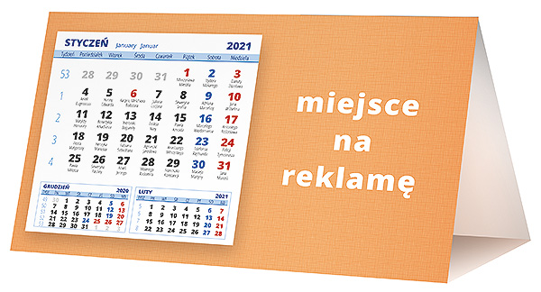 Kalendarz biurkowy, wzór KP2-100 – Tył piramidki – blok kalendarzowy i pole na Twoją reklamę