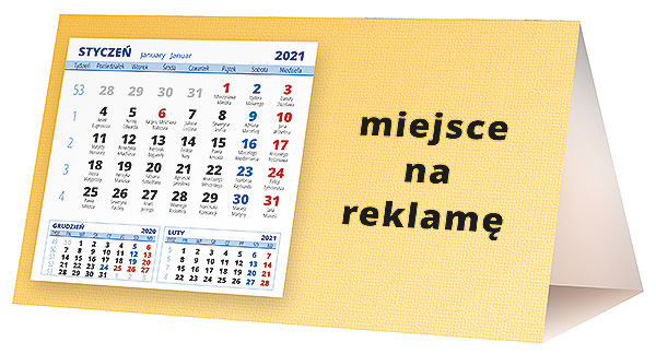 Kalendarz biurkowy, wzór KP2-101 – Tył piramidki – blok kalendarzowy i pole na Twoją reklamę