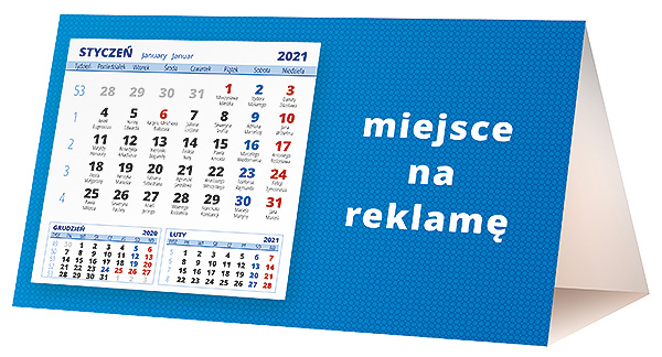 Kalendarz biurkowy, wzór KP2-102 – Tył piramidki – blok kalendarzowy i pole na Twoją reklamę