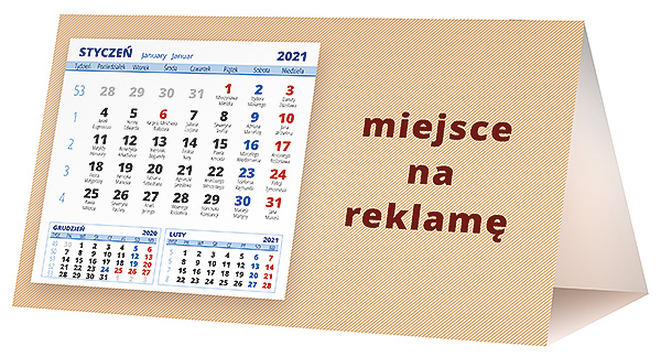 Kalendarz biurkowy, wzór KP2-103 – Tył piramidki – blok kalendarzowy i pole na Twoją reklamę