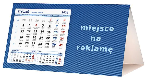 Kalendarz biurkowy, wzór KP2-106 – Tył piramidki – blok kalendarzowy i pole na Twoją reklamę