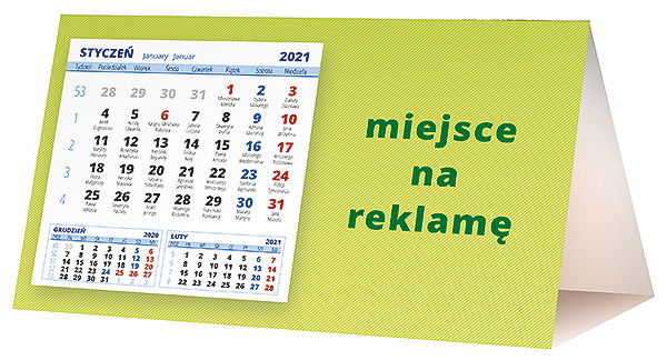Kalendarz biurkowy, wzór KP2-107 – Tył piramidki – blok kalendarzowy i pole na Twoją reklamę
