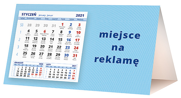 Kalendarz biurkowy, wzór KP2-108 – Tył piramidki – blok kalendarzowy i pole na Twoją reklamę
