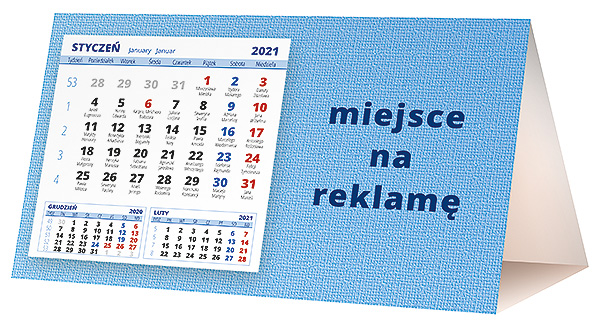 Kalendarz biurkowy, wzór KP2-111 – Tył piramidki – blok kalendarzowy i pole na Twoją reklamę