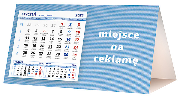 Kalendarz biurkowy, wzór KP2-112 – Tył piramidki – blok kalendarzowy i pole na Twoją reklamę