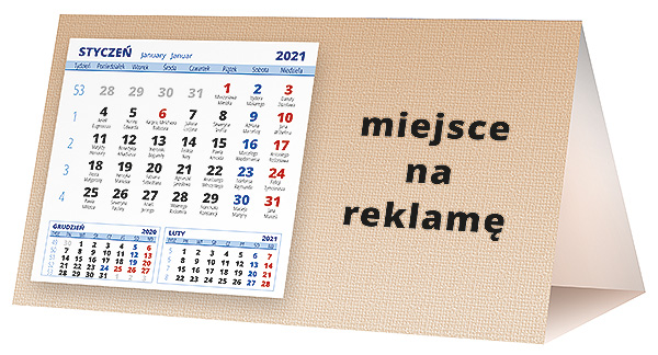 Kalendarz biurkowy, wzór KP2-113 – Tył piramidki – blok kalendarzowy i pole na Twoją reklamę