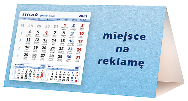 Kalendarz biurkowy, wzór KP2-114 – Tył piramidki – blok kalendarzowy i pole na Twoją reklamę