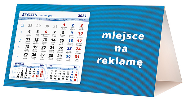 Kalendarz biurkowy, wzór KP2-115 – Tył piramidki – blok kalendarzowy i pole na Twoją reklamę