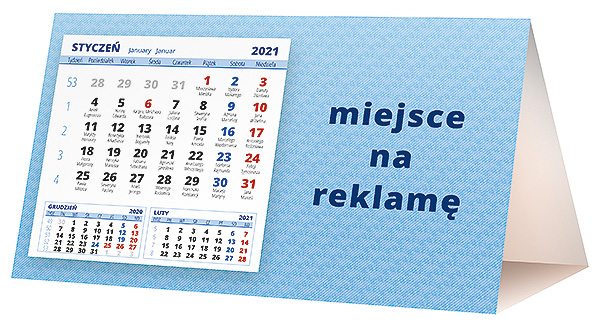 Kalendarz biurkowy, wzór KP2-116 – Tył piramidki – blok kalendarzowy i pole na Twoją reklamę