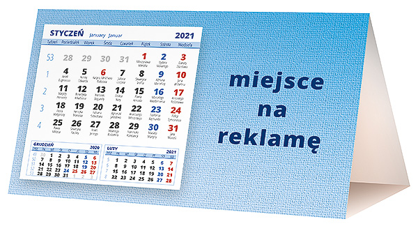 Kalendarz biurkowy, wzór KP2-117 – Tył piramidki – blok kalendarzowy i pole na Twoją reklamę