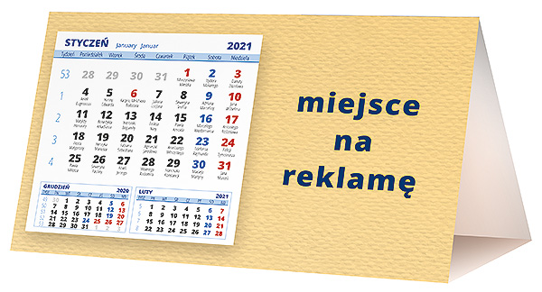 Kalendarz biurkowy, wzór KP2-118 – Tył piramidki – blok kalendarzowy i pole na Twoją reklamę