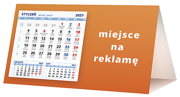 Kalendarz biurkowy, wzór KP2-119 – Tył piramidki – blok kalendarzowy i pole na Twoją reklamę