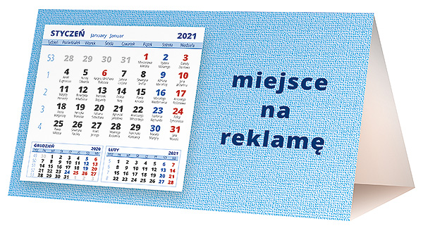 Kalendarz biurkowy, wzór KP2-125 – Tył piramidki – blok kalendarzowy i pole na Twoją reklamę