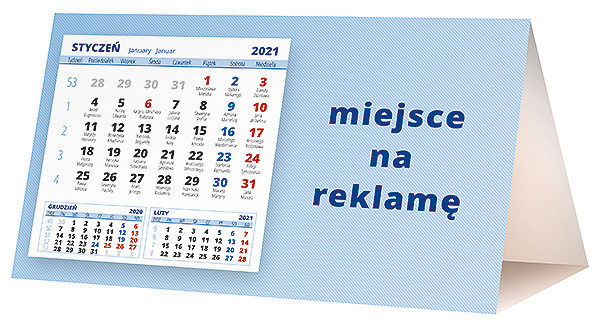 Kalendarz biurkowy, wzór KP2-126 – Tył piramidki – blok kalendarzowy i pole na Twoją reklamę