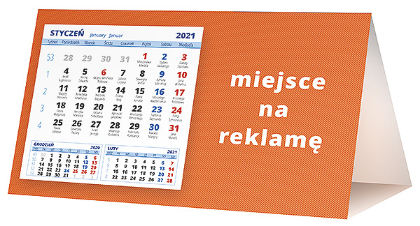 Kalendarz biurkowy, wzór KP2-127 – Tył piramidki – blok kalendarzowy i pole na Twoją reklamę