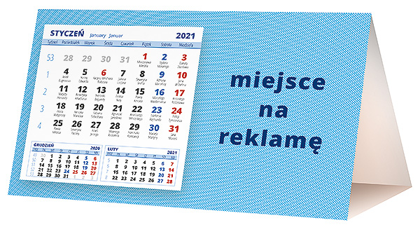 Kalendarz biurkowy, wzór KP2-128 – Tył piramidki – blok kalendarzowy i pole na Twoją reklamę