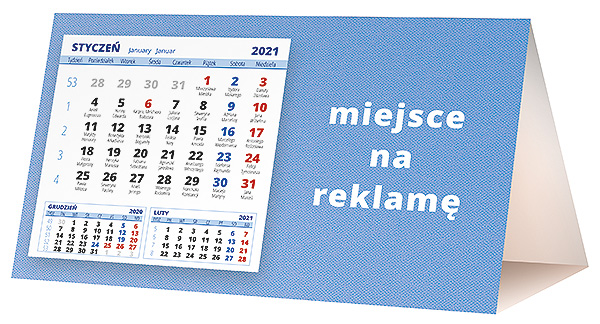 Kalendarz biurkowy, wzór KP2-130 – Tył piramidki – blok kalendarzowy i pole na Twoją reklamę