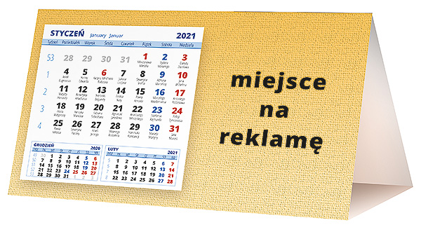 Kalendarz biurkowy, wzór KP2-131 – Tył piramidki – blok kalendarzowy i pole na Twoją reklamę