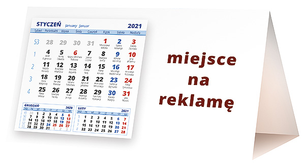 Kalendarz biurkowy, wzór KP2-132 – Tył piramidki – blok kalendarzowy i pole na Twoją reklamę