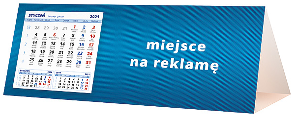 Kalendarz biurkowy, wzór KP3-001 – Tył piramidki – blok kalendarzowy i pole na Twoją reklamę
