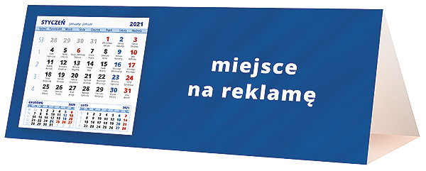 Kalendarz biurkowy, wzór KP3-002 – Tył piramidki – blok kalendarzowy i pole na Twoją reklamę