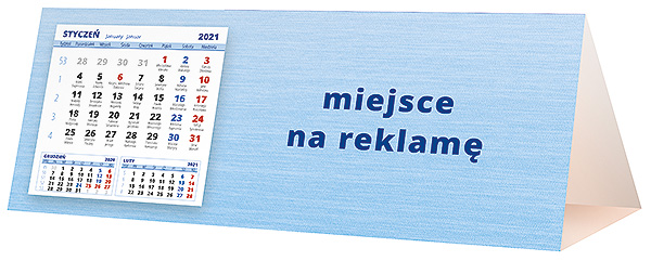 Kalendarz biurkowy, wzór KP3-003 – Tył piramidki – blok kalendarzowy i pole na Twoją reklamę