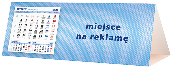 Kalendarz biurkowy, wzór KP3-004 – Tył piramidki – blok kalendarzowy i pole na Twoją reklamę