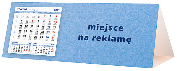 Kalendarz biurkowy, wzór KP3-005 – Tył piramidki – blok kalendarzowy i pole na Twoją reklamę
